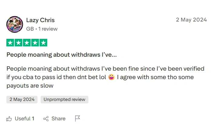 NineWin Casino UK user testimonial about excellent bonuses and support